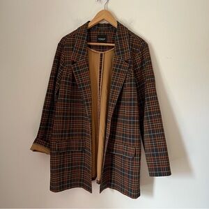 Liverpool Los Angeles Open Longline Boyfriend Jersey Knit Blazer Fall Plaid